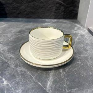 12pcs Ceramic Cup and Saucer (gold,silver)