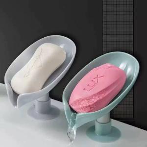 Leaf shape draining suction soap dish