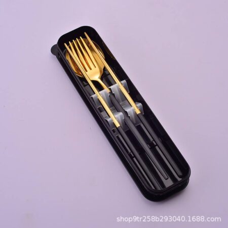 Colorful gold cutlery set